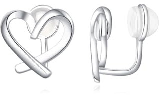 Reffeer 925 Sterling Silber Liebes-Herz-Ohrringe, Ohrclips, kein Piercing, Manschettenohrringe für Frauen, Herz-Ohrringe (A-Silver)
