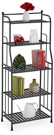 Relaxdays Standregal, Stahl, HxBxT: 133 x 56 x 28 cm, Regal Küche & Bad, 5 Gitterablagen, Metallregal stehend, schwarz