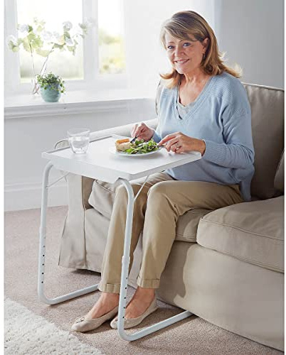 Coopers of Stortford Adjustable and Collapsible Metal TV Dinner Mini-Table 2 Pack, Height Adjustable, Wipe Clean, Lipped Edge