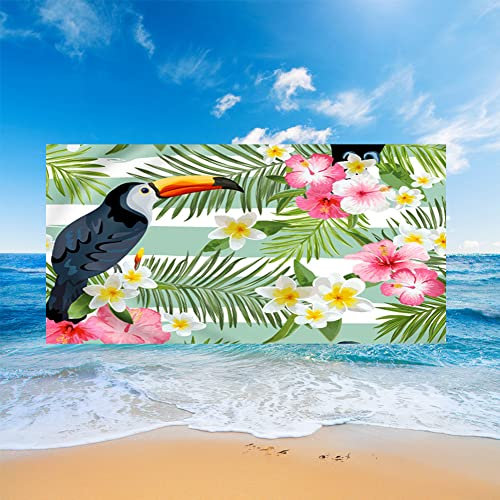 Morbuy 3D Muster Strandtuch Microfaser Leicht Kompakt Tragbar Rechteckig Schnelltrocknend Strandtuch Schwimmen Sport Reisen Yoga & Gym Handtuch Badetuch (80x160cm,gestreifter Tukan)