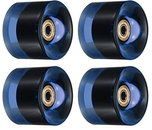 PATIKIL 60mm Longboard Ruedas con Rodamientos ABEC-11, 4 Paquetes Calle Ruedas para Patinetas Crucero Rueda Repuesto 80A, Transparente Azul Dorado