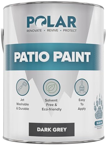 Polar Patio Paint - Dark Grey RAL 7015-2.5 Litre - Outdoor Floor Paint for Concrete, Garden Patio, Stone, Pathway Flags & Paving Slabs - Easy to Use - UV & Weather Resistant