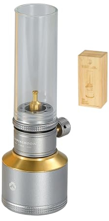 CAMPINGMOON Camping Gas Lantern Gas Candle with Empty Tank Wooden Lantern Case T-1D15
