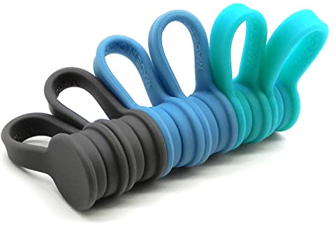 Xrkuu 6 Pieces Magnetic Cable Ties, Reusable Cable Organisers Silicone Magnetic Cable Clips Cable Straps Cord Organiser for Organizing and Bundling Wires, Cords, Charger, Earphone (3 Colors)