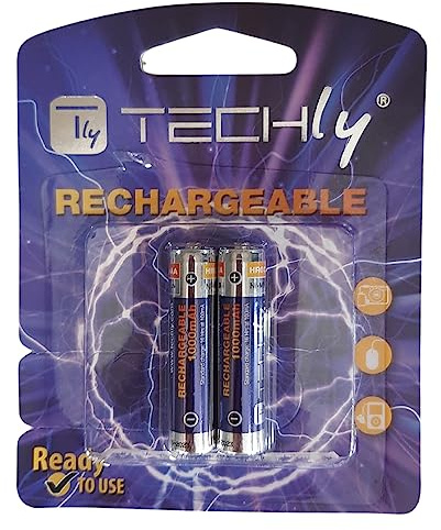 Techly 366655 Blister 2 Batterie Ricaricabili Mini Stilo HR03 AAA 1000 mAh