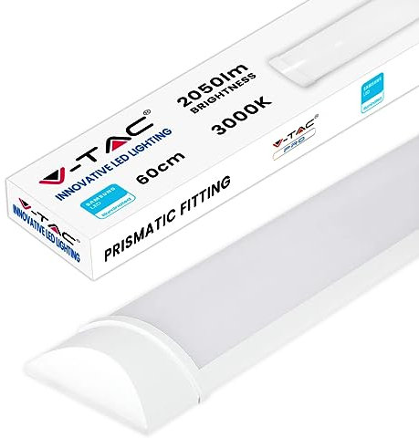 V-TAC Plafoniera LED Lineare da Soffitto 60 CM - 20W - Chip Samsung - Lampada Rettangolare 2050 Lumen IP20 per Parete, Garage, Negozio - Tubo LED - Luce 6500k Bianca Fredda