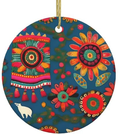 Weihnachtsschmuck, Keramik-Anhänger für Zuhause und Geschäft, mexikanische Volkskunst, Boho