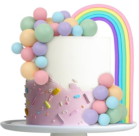 LARDUX 26 PCS Ball Cake Toppers - Mini Balloon Balls Pastel Rainbow DIY Baking Cupcake Cake Decorations for Birthday Baby Shower Macaron Unicorn Party