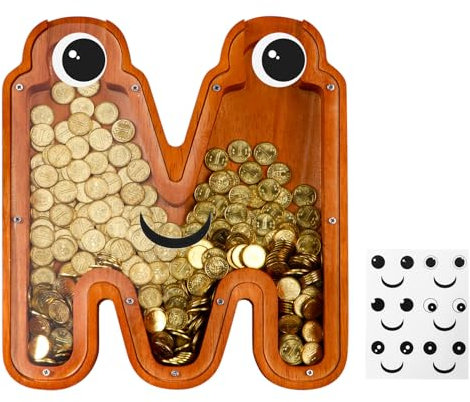 Spardose Sparen Box Sparschwein Wiederverwendbare Alphabet Sparbüchsen Sparbüchse Holz Spardosen Geldbox für Erwachsene und Kinder