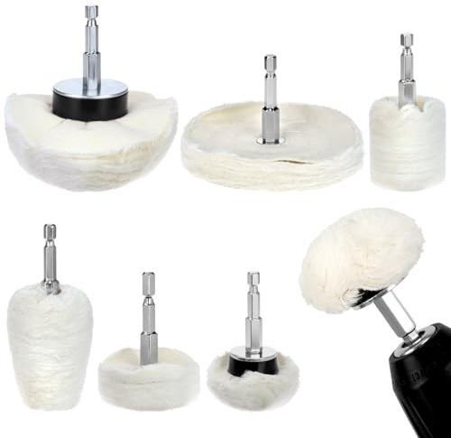 QWORK® Polishing Buffing Wheel for Drill, 6Pcs Polishing Buffing Pads with 1/4 Shafts for Aluminum Chrome Stainless Steel
