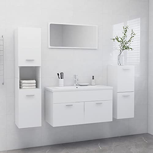 Lauuoeriau Möbelartikel Home Badmöbel-Set Weiß Holz-Möbel