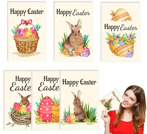 Generisch Osteraufkleber für Karten, lustige Osterkarten | 24 Stück faltbare Osterkarten Große Ostergrußkarte,Ostereier-Notizkarten für junge Leute, ältere Menschen, Kinder, Muttertag, Erntedankfest