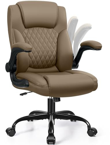 Leather Office Chair, PU Home Computer Desk Chairs with Ergonomic Back Support, 360°Swivel Free，Small Gaming Chair with Wheels and Adjustable Armrests, for Short People Use