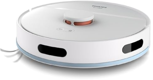 Philips Homerun Serie 2000 2° Gen: robot di aspirazione e pulizia 2 in 1, potenza di aspirazione 6.000 pa 130 minuti di autonomia, navigazione laser, tappeto boost, controllo app, bianco artico