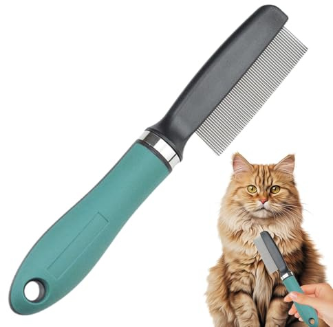 Flohkamm, Edelstahl, Metall, ergonomische Haustierbürsten für langhaarige Rassen, Entwirren, Trimmen, Baden, Entfilzen