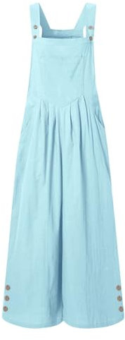 Generisch Jumpsuit Latzhose Damen schwarz Hosenanzug schwarz Glitzer Overall Einteiler Jumpsuit Arbeitslatzhose kurzgröße Overall (Sky Blue, XXL)