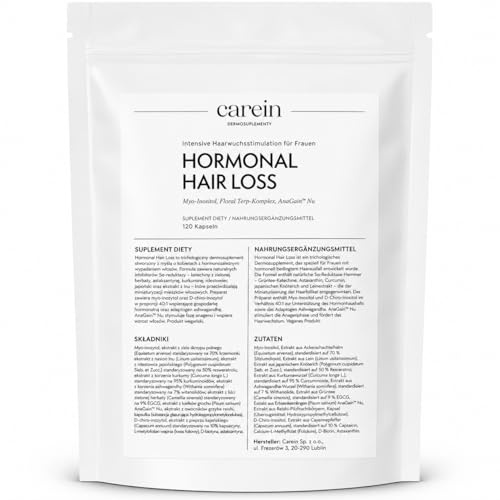 Hormonal Hair Loss - DHT Blocker mit Myo-Inositol & Grüntee für Frauen - Hormoneller Haarausfall - 120 Kapseln - Carein
