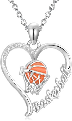 HARMONY BOLA basketboll halsband 925 sterlingsilver hjärta hänge sportsmycke presenter för spelare kvinnor