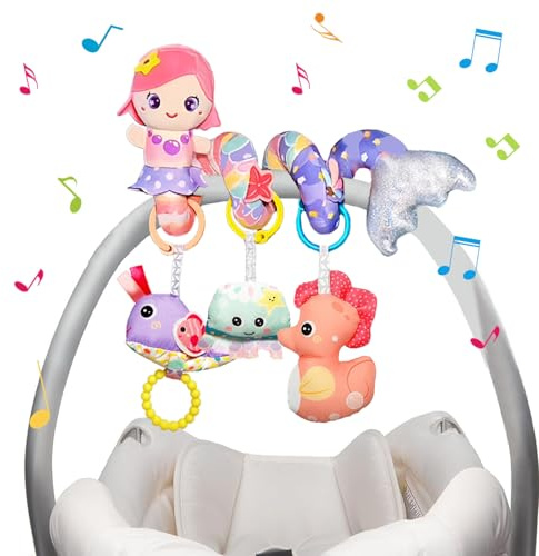Gdbykds Spiral Pram Toys/Sensory Toys for Babies - Pushchair Stroller/Crib/Car Seat Activity Pram Toys for 0-12 Months, Baby Educational Toy, Christmas/Birthday Present Pram Toy with Music Box