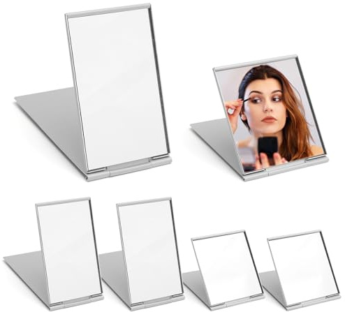 APOMOONS 6 specchietti tascabili, Specchio Portatile Pieghevole con guscio in alluminio, ultra sottili piccolo specchio portatile per viaggi, campeggio, bambini, scuola