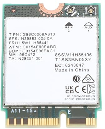 Denash Carte Réseau WiFi 7-Bande sans Fil pour Adaptateur BE200NGW 8774Mbit / S 5.4 pour Les Ordinateurs Portables et Les PC avec Boîte de Mémoire