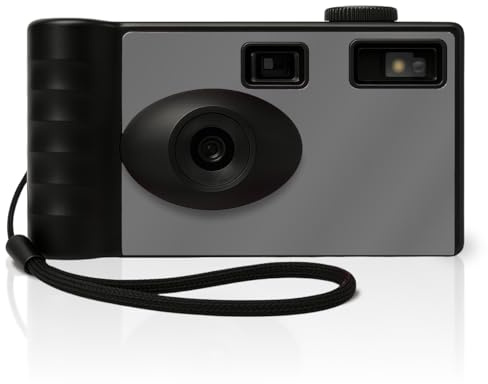 LENSY Fotocamera digitale senza schermo, quattro filtri integrati, ricaricabile, 8 MP, leggera, senza messa a fuoco, flash automatico, facile da usare, riutilizzabile, foto in stile retrò (grigio)