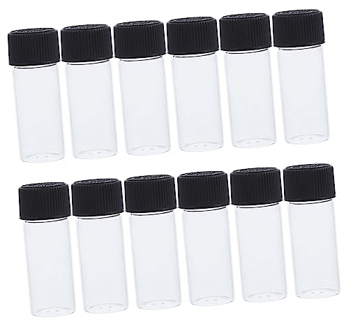 Hemobllo 12 pièces Flacons Verre Transparent avec Bouchons à Vis Étanches Contenants Échantillons Réutilisables et Portables pour Voyage Cosmétiques et Activités Extérieures