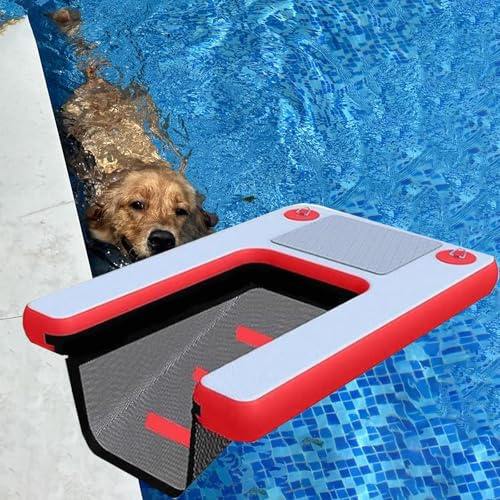 Aufblasbare Hundepoolrampe für große Hunde - Schwimmendes Dock mit rutschfester Matte, ideal für Boote, Docks, Ozeane und Seen
