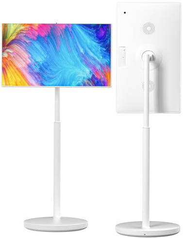 Téléviseur portable 4K avec batterie rechargeable et support roulant, écran de projection sans fil pour salon, cuisine, chambre à coucher, balcon, jardin - 32, 4+64G