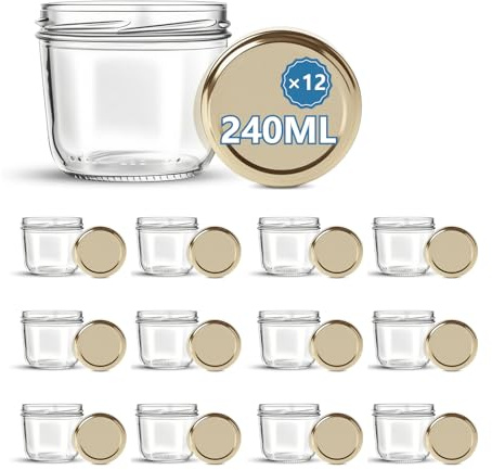 HEEKSE Lot de 12 pots en verre avec couvercles (240 ml) pour des confitures -sans BPA-Fabrication française