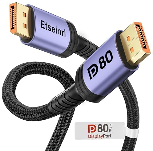 Etseinri 80 Gbps DisplayPort Kabel 2.1 VESA Certifierad DP till DP 2.1 5M