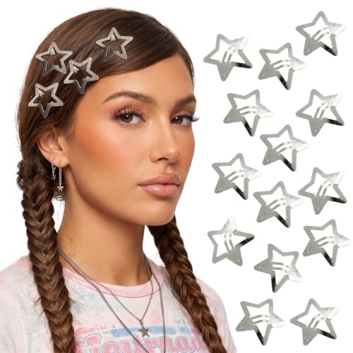 50 stjärnformade hårspännen Kawaii-hårspännen Y2K hårspännen metall stjärnformade hårsmycken för kvinnor och flickor (Silver)