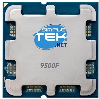 SIMPLETEK - Processeur Processeur 9500F - AM5 - Jusqu'à 5.0 GHz - 6 cœurs/12 threads - Version bac sans carte graphique intégrée - Sans dissipateur thermique