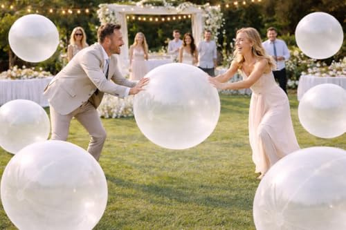 10 Balones Gigantes Tamaño XXL ultra grande balón de playa, piscina GIGANTE, Translucidos- Balones playa decorativos, eventos, bodas, fiestas fabricados en PVC - 80 CM DESINFLADO (60 CM INFLADO)