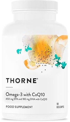 THORNE Omega-3 with CoQ10, Fish Oil Supplement with EPA & DHA, 90 Softgels