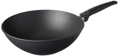 Woll Lite/Plus Wok aus Aluminiumguss, diamantverstärkt, antihaftbeschichtet, kratzfest, 29 cm, Schwarz