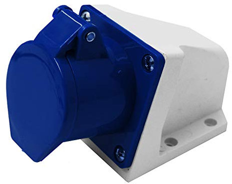 Electraline 80868 Presa Elettrica Industriale da Parete Inclinata, 32A, 2P+T, 220V, Blu