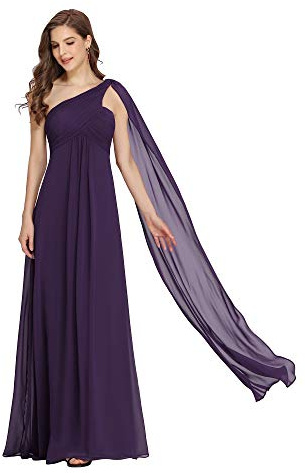 Ever-Pretty Vestito da Cerimonia Una Spalla Linea ad A Chiffon Lungo Formale Donna Vestiti da Sera 09816