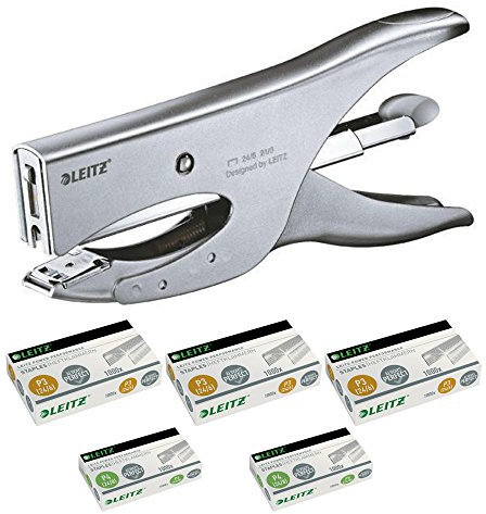 Esselte Hefter, Stapler mit Backloader-Mechanik, 40 Blatt, Silber, Matt, Ergonomisch, 5000 Heftklammern