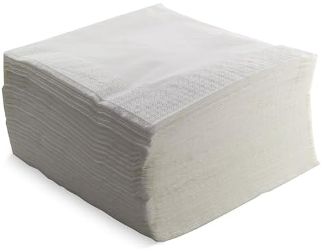 Morigami, Serviette in Standardgröße, 1/4-Falz, 100 Servietten, glatte Oberfläche mit Bordüre, weiß