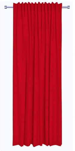 Rollmayer Vorhänge mit Tunnelband Kollektion Vivid (Rot 12, 135x150 cm - BxH - 2 er Pack) Blickdicht Uni einfarbig Gardinen Schal für Schlafzimmer
