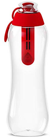 Dafi Botella Filtrante de Agua con un Filtro de Carbón Activado 0,7L, Rojo - sin BPA, Elimina el sabor y el olor a cloro - para la Escuela, el Gimnasio, los Viajes - Botella Filtradora de Agua