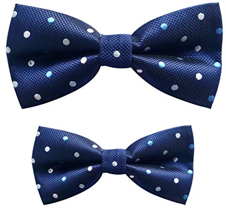 Axy FLIP1 - Set di papillon regolabili per papà e bambino, già legati, per cresima blu Bunt Nr.12