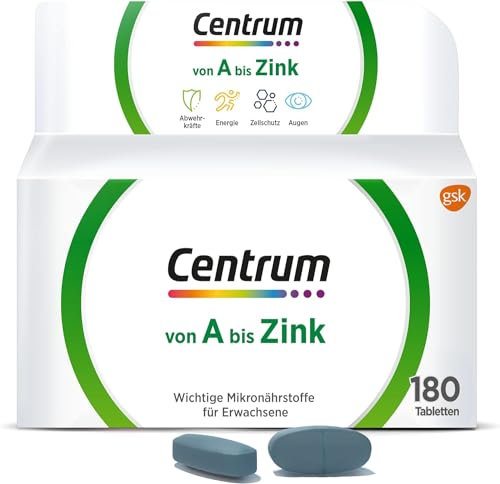 Multivitamin - Centrum Von A bis Zink– Multivitamin Tabletten mit Vitamin A-Z, hochwertiges Nahrungsergänzungsmittel zur täglichen Komplettversorgung- Vitamine, Mineralstoffe, Spurenelemente– 180St.