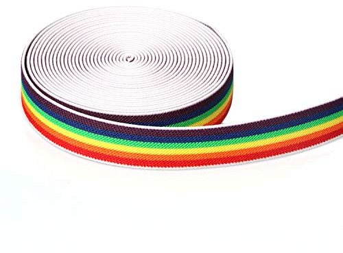 Elastisches Band mit Regenbogenmuster, 2,5 cm, gestreift, dehnbarer Gürtel, Nähen