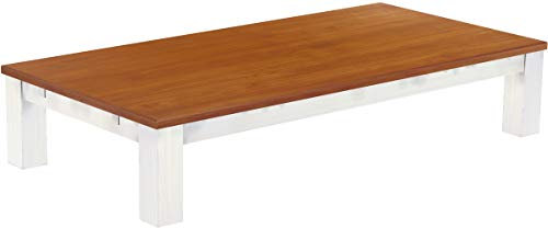 B.R.A.S.I.L.-Möbel Brasilmöbel Couchtisch Rio Classico 200x100 cm Kirschbaum Weiß Wohnzimmertisch Holz Tisch Pinie Massivholz Stubentisch Beistelltisch Echtholz Größe und Farbe wählbar