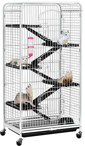 Yaheetech 52-inch Rat Cage Multi Level Rolling Pet Cage for Ferret/Chinchilla/Squirrels/Bunny with Water Bottle, White