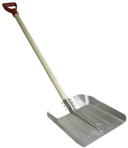 Aluschaufel mit Holzstiel Schneeschaufel Schippe Getriedeschaufel Fütterschaufel Aluminium Schaufel für Winter Stark Kunststoffgriff Robust Für Gartenarbeit