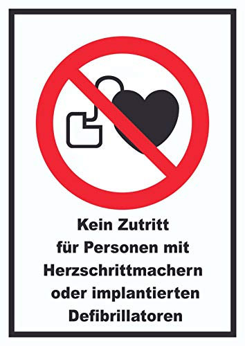 HB-Druck Kein Zutritt für Personen mit Herzschrittmachern oder implantierten Defibrillatoren Schild A5 (148x210mm)