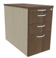 Standcontainer mit Hängeregistratur und 2 Metall-Schubfächern, mit Utensilienschubfach, Metall-Rollschubführung, Zentralverriegelung, 438x800x720, Nussbaum/Nussbaum/Ahorn